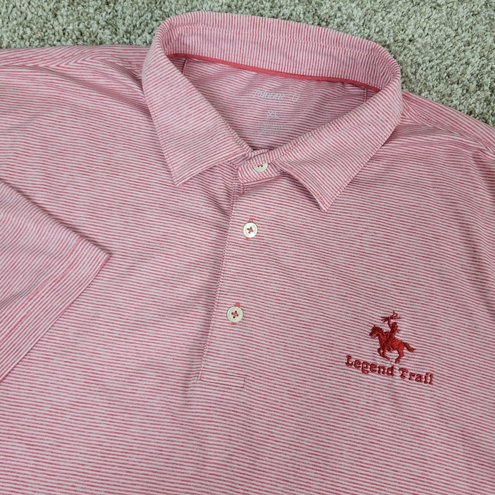 Johnnie O Mens XL Red White Striped Performance Stretch Golf Polo Short Sleeve